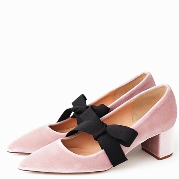 🆕{J.Crew} Avery Block Velvet Heels Bow - Picture 16 of 16